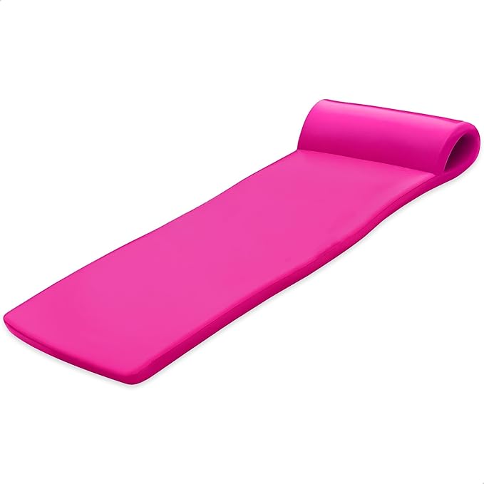 TRC Recreation Sunsation Vinyl Coated Foam Swimming Pool Float Mat Adult Lounger with Built-in Roll Pillow