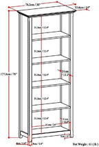 SIMPLIHOME Amherst SOLID WOOD 30 Inch Wide Transitional 5 Shelf Bookcase in Fog Grey, for The Living Room, Study Room and Office