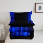 Geometric Abstract Ombre Comforter Set Kids Teens Dark Blue and Black Striped Bedding Bed Set Decor Modern Fashion Comforter Inner Fill Bedroom Collection 3Pcs Queen Size