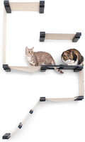 CatastrophiCreations Cat Fort Set - Multiple-Level Cat Hammock & Climbing Activity Center Wall-Mounted Cat Tree Shelves