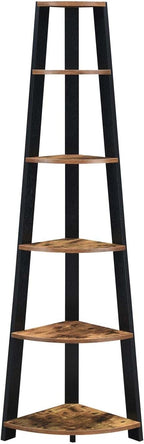 Convenience Concepts Newport 5-Tier Corner Bookshelf, Barnwood/Black