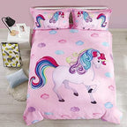 Wowelife Unicorn Full Size Bedding Set 5 Pieces Unicorn Comforter Set Pink 3D Kids Comforter Sets Breathable with Comforter, Flat Sheet, Fitted Sheet and 2 Pillowcases