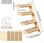 Wall Mounted Cat Shelf, 2 Pack 2 Step Wooden Stairway with Jute Rope, Space-Saving Modular Climbing Ladder for Indoor Cats, for Climbing, Resting, Scratching