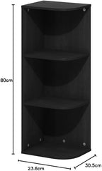Furinno Pasir 3-Tier Corner Open Shelf Bookcase, Blackwood