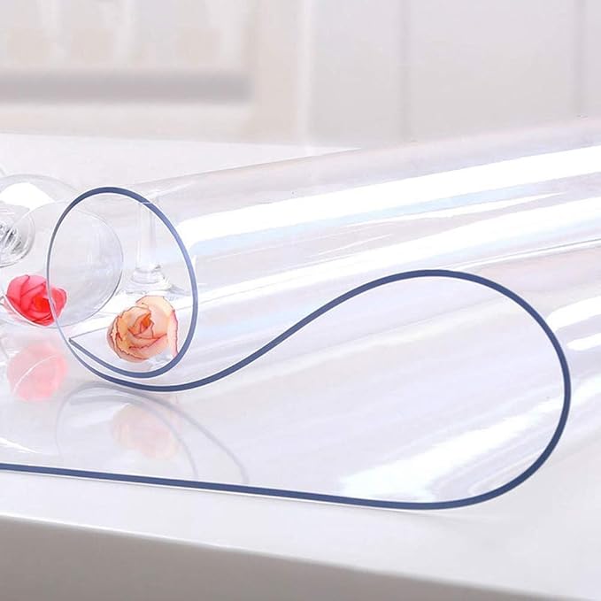 NECAUX 17 x 28 Inch Clear Table Protector, 1.5mm Thick Plastic Waterproof Desk Pad Table Cover Tablecloth Placemats for Dining Table Writing Desk Side End Table Night Stand Dresser Vanity Decor