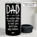 SANDJEST 4-in-1 Dad Tumbler Gifts for Dad from Daughter Son - 12oz Funny Ugly Children Dad Can Cooler Tumblers Travel Mug Cup - Insulated Cans Coozie Travel Mug Christmas, Birthday, Father's Day Gift