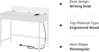 Treocho Computer Desk with USB Charging Ports and Power Outlets, Modern Simple 40 inch White Desk with 2 Drawers, Vanity Desk, Makeup Table for Home Office, Bedroom