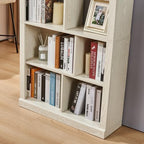 5 Tier Bookshelf with Open Back Storage - Modern Wood Bookcase Furniture Organizer - Cube Modular Shelving Unit Display Case for Living Room, White Oak