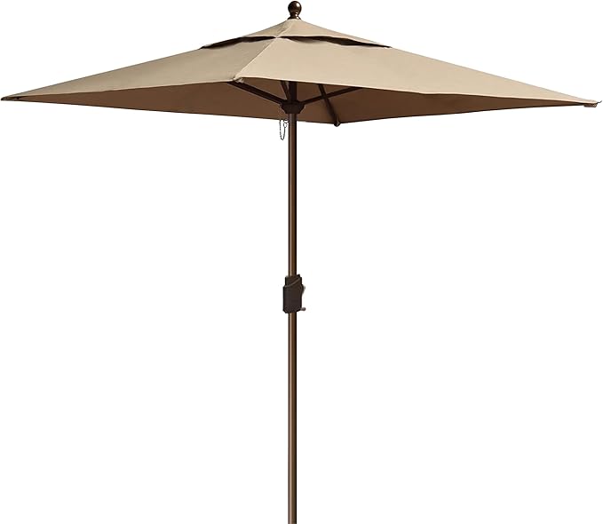 EliteShade USA 10-Year-Non-Fading 6x6Ft Square Market Umbrella Patio Outdoor Table Umbrella with Ventilation, Heather Beige