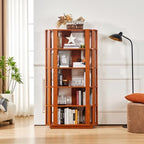 Tall Book Shelf Unit Combo, 5 Layer Storage Shelves Organizer, Modular Open Back Grid Bookcase for Home Office Decor, Dark Oak