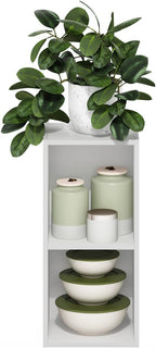 Furinno Fulda 2-Tier Space Saving Storage Shelf Bookcase, 10-Inch Width, White