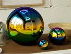 10 inch Diameter Gazing Ball,Rainbow Stainless Steel Polished Reflective Smooth Garden Sphere Globe Mirror,Colorful and Shiny Addition to Any Garden or Home