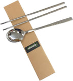 GARASANI Korean Traditional Cutlery Stainless Steel Spoons and Chopsticks Set (Silver Hunminjeongeum)