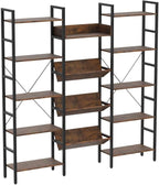 IRONCK Bookcases and Bookshelves Triple Wide 5 Tiers Industrial Bookshelf, Large Etagere Bookshelf Open Record Player Shelves with Metal Frame for Living Room Home Office