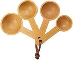 10ml, 20ml, 30ml, 45ml Wood Measuring Spoons and Scoops Set Wooden Tablespoon Scoop Retro Coffee Spoons for Dry Ingredients Ground Tea Spice (Wood Color, 2/3 Tbsp + 4 Tsp + 2 Tbsp + 3 Tbsp)
