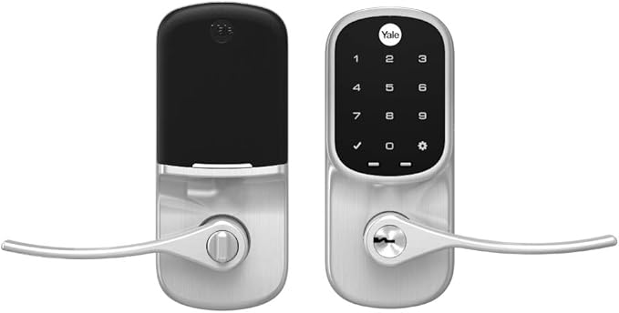 Yale Assure Lever Entry Door Lock with Wi-Fi Connected Touchscreen, Satin Nickel Smart Keypad Door Lock with Handle, Back-Up Key, and Z-Wave Compatibility, YRL226-ZW2-619