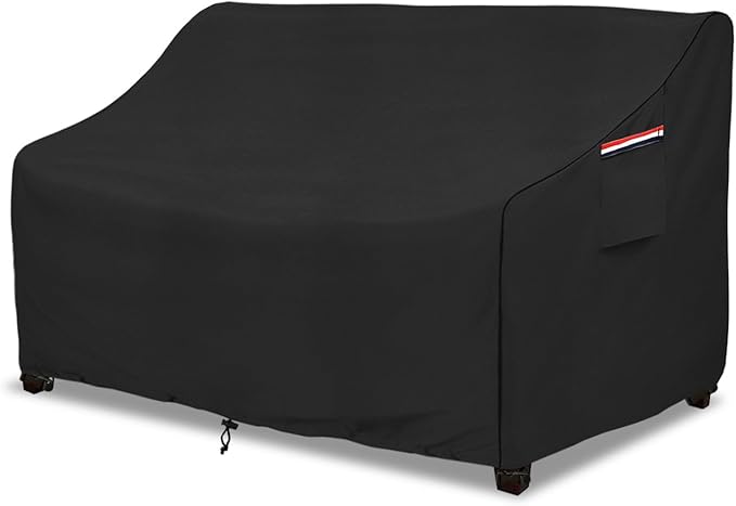 okcool Heavy Duty Patio Sofa Cover, 100% Waterproof 2-Seater Outdoor Sofa Cover Fits up to 58W x 32.5D x 31H Inches, Lawn Patio Furniture Covers,Black