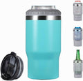 14oz 4 in 1 Stainless Steel Can Cooler Beer Bottle Insulator With 2 Lids for 12oz can&bottle, Double walled insulated Thermocooler &Travel Mug Holder Keeping Your Bevearge Cold (Light blue)