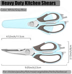 2 Pcs Heavy Duty Kitchen Shears for Food, Come Apart Design, Kitchen Scissors with Magnetic Holder, Stainless Steel Multi-function Food Cooking Magnetic Scissors for Fridge (White and Blue)