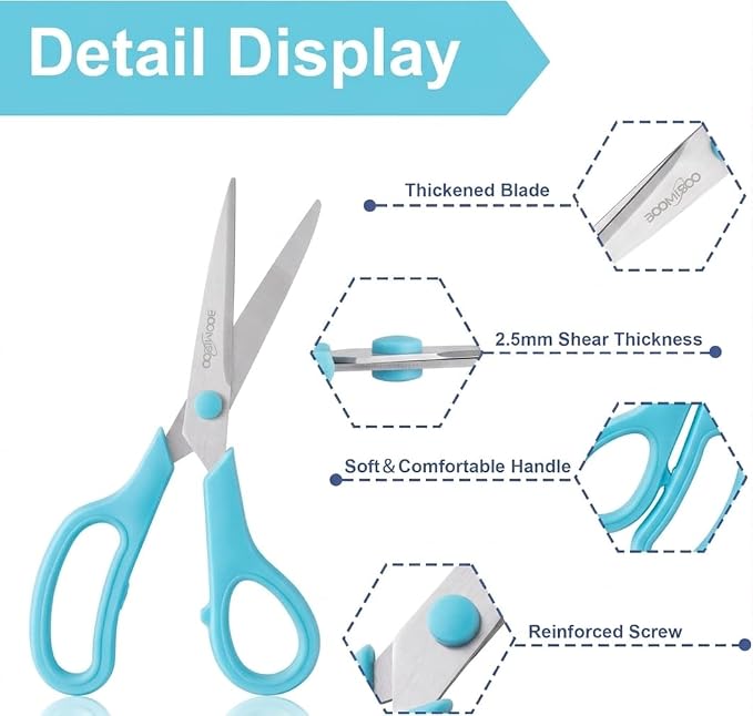 24PCS 8" Scissors,Sharp Stainless Steel Multicolor for Office School Crafts | Right/Left Handed, Comfort Grip Scissors for Office Desk Accessories Sewing Fabric Home Craft School Teacher/Class Supplies