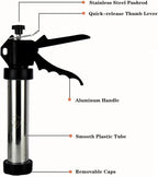 9 Inch Stainless Steel Jerky Gun, Meat Injector, To Make Jerky Meat Squeeze Gun Beef Gun Patties Gun, Jerky Gun Kit With 5 pcs Stainless Steel Nozzles Kits