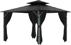 Gazebo Universal Replacement Privacy Curtain, 12'X12' Gazebo Curtains Outdoor Waterproof, 4-Panels Sidewall with Zipper for Patio, Garden and Backyard (Only Curtains, 12'X12', Black)