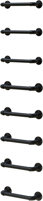 Wall Mounted Ladder, 1 Rung Industrial Steel Rung - 8 Pack for Warehouse & Basement Safety | 700LB Capacity, Black Anti-Rust Metal, Universal Mounting Kit for Wood & Masonry Walls
