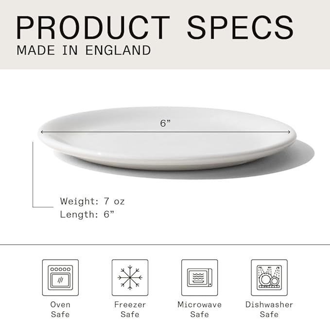 Made In Cookware - Set of 4 - Bread and Butter Plates - White - Porcelain England