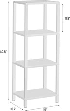 TUTOTAK Bookshelf, 4-Tier Tall Book Shelf, Narrow Bookcase for Small Space, DIY Stackable Bookshelf, for Living Room, Office, Study, Entryway, Industrial, White BS01BW004