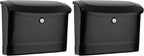 Architectural Mailboxes Princeton™ Locking, Wall-Mounted Mailbox for Outside, Metal Galvanized Steel Medium Mail Box with Lock and Key Drop Box, Black (Pack of 2)