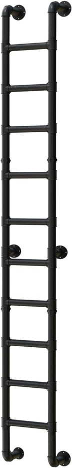 10 Rung Wall Mounted Ladder Heavy Duty 450lbs Capacity, 10FT Steel Pipe Fire Escape Ladder for Egress Window & Basement, Industrial Wall/Floor-Mounted Loft