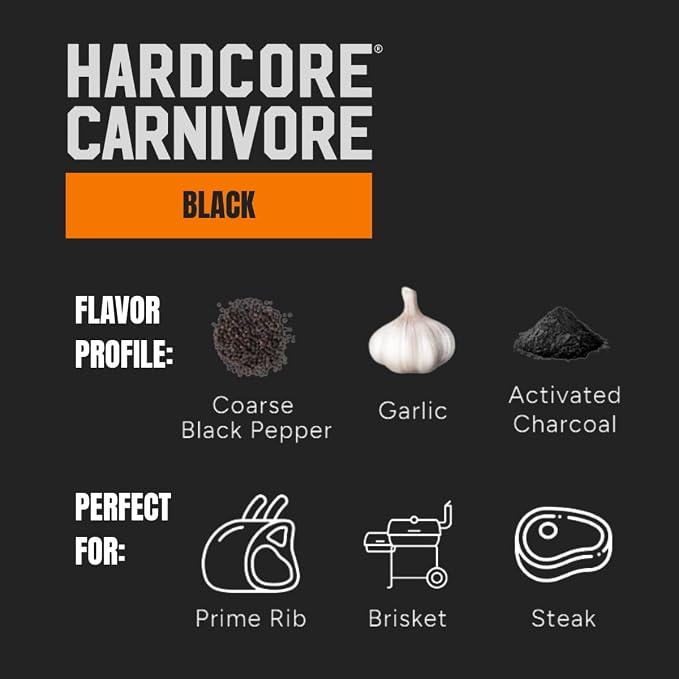 Hardcore Carnivore Core Pack, BBQ Rub Seasonings, Set of 4 | Includes Black, Red, Tex Mex and Sweet BBQ rubs. Four signature Texas flavors, gluten free with no MSG or artificial colors.