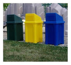 32 Gallon Square Slatted 100% Recycled Plastic Heavy Duty Outdoor Commercial Trash Can with Swing Top Lid | Great for Schools and Businesses - Beige Granite