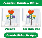 Hello Spring Summer Window Cling Sticker Flowers, and Butterfly Window Stickers, Spring and Summer Decor, Home, Shop, and Party Window Glass Display Stickers (Blue)