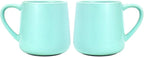 Bosmarlin Glossy Ceramic Coffee Mugs Set of 2, Tea Cup for Office and Home, 18 oz, Suitable for Dishwasher and Microwave(Mint Green, 2)