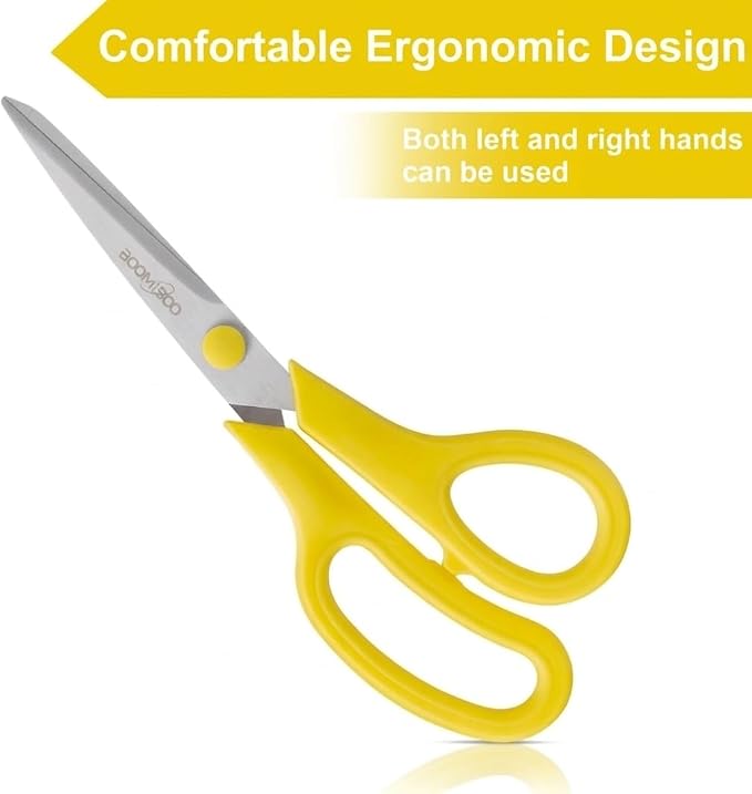 6PCS 8" Scissors,Sharp Stainless Steel Multicolor for Office School Crafts | Right/Left Handed, Comfort Grip Scissors for Office Desk Accessories Sewing Fabric Home Craft School Teacher/Class Supplies