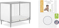 Lucas Mini Modern Crib with Rounded Spindles & Sunset 3” Extra Firm Fiber Crib Mattress, Greenguard Gold Certified, Waterproof Vinyl Cover, Baby Mattresses for Cribs