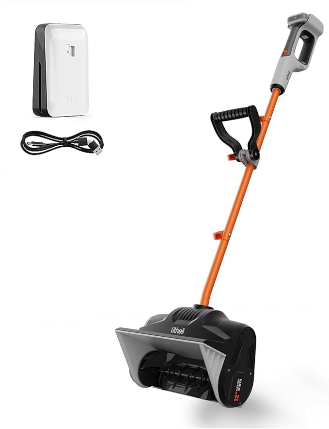 Litheli Cordless Snow Shovel, 20V 12'' Electric Snow Blower for Driveway, Battery Powered Snow Thrower, 4.0Ah Battery Included