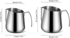 Espresso Milk Pitcher Stainless Steel with Angled Pour Spout, Measurement Marks and Side Handle for Home Coffee Mixing Pour Spout and Grip Handle for Coffee Prep