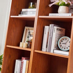 Storage Cabinet with Adjustable Shelves | Open Display Cubbies & Closed Barn Door Storage 3D Wood Grain Finish MDF Bookcase for Bedroom Living Room Office