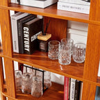 Tall Book Shelf Unit Combo, 5 Layer Storage Shelves Organizer, Modular Open Back Grid Bookcase for Home Office Decor, Dark Oak
