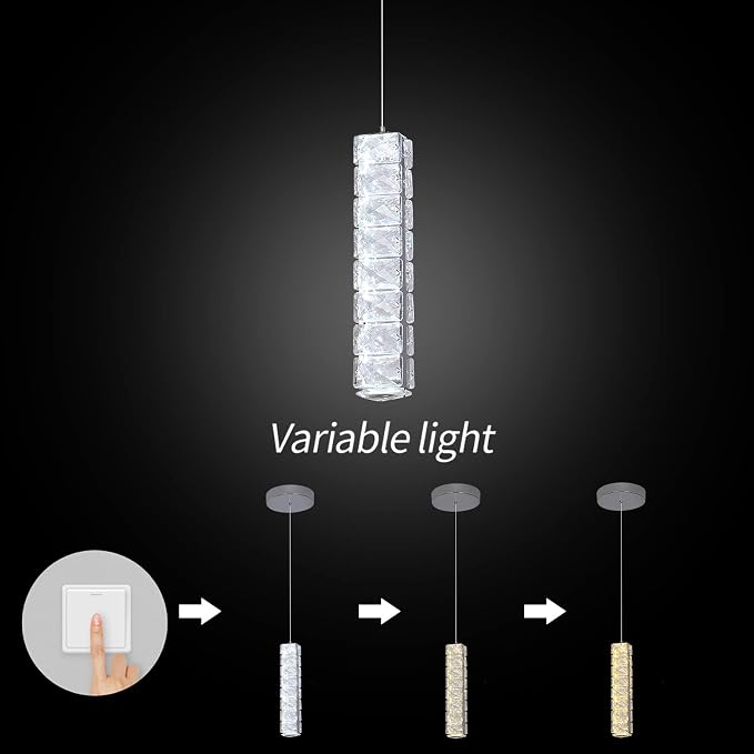 Crystal LED Ceiling Light Chandelier, Modern Semi Flush Mount Lighting Fixture Ceiling Lamp for Living Room, Dining Room, Bedroom, Kitchen Island, Entryway (1 Pendant Light)