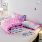 7PCS Girls Comforter Sets Twin,Pink Comforter,Girls Bed Sets Twin,Bed in a Bag with Flat Sheet and Fitted Sheet,Pillowcases,Cushions for Girls,Pink Twin Bedding Sets