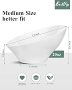 BESTVIP 12 Pack 20oz Angled Disposable Serving Bowls - White Plastic Serving Bowls for Party, Party Bowls for Chips, Snacks, Fruit, Salad - Bowls for Parties, Daily Use,Halloween, Christmas