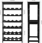 Wine Rack 24-Botttle Freestanding Floor, 6-Tier Wine Rack Shelf with Table Top, Bamboo Display Wine Storage Shelves Kitchen Bar Dining Room Living Room, Black