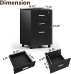 Maxtown 3 Drawer File Cabinet, Wood Filing Cabinet for Home Office, File Cabinet Office Drawer with Lock, Rolling Filing Cabinet for A4/Letter Size, Oak Grain