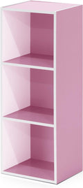 Furinno 3-Tier Open Shelf Bookcase, White/Pink 11003WH/PI