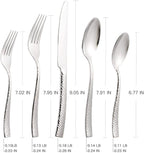 Silverware 45-Piece Silver Hammered Flatware Set with Serving Utensils Stainless Steel Thick Handle Mirror Polished Cutlery Set for Wedding Hotel Restaurant, Service for 8