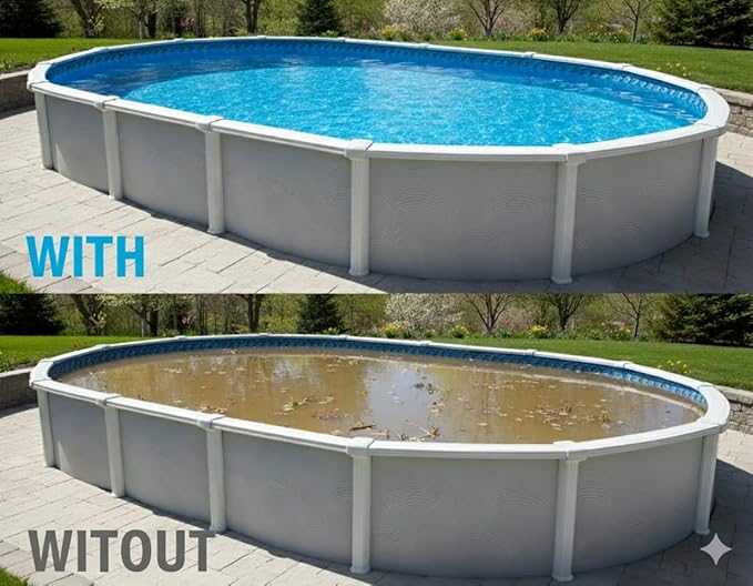 Aboveground Pool Winter Cover, Fits 12’ x 18’ Oval, Solid Blue – Includes Winch and Cable for Easy Installation – Superior Strength & Durability, Treated for UV Protection, WC1218OV
