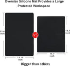 2 Pack Extra Large Silicone Mats for Baking Crafts, Multipurpose Kids Dinner Placemat Desk Countertop Waterproof Protector Heat Insulation Kitchen Pastry Rolling Dough Pad, Black, 23.6 x15.75 Inch